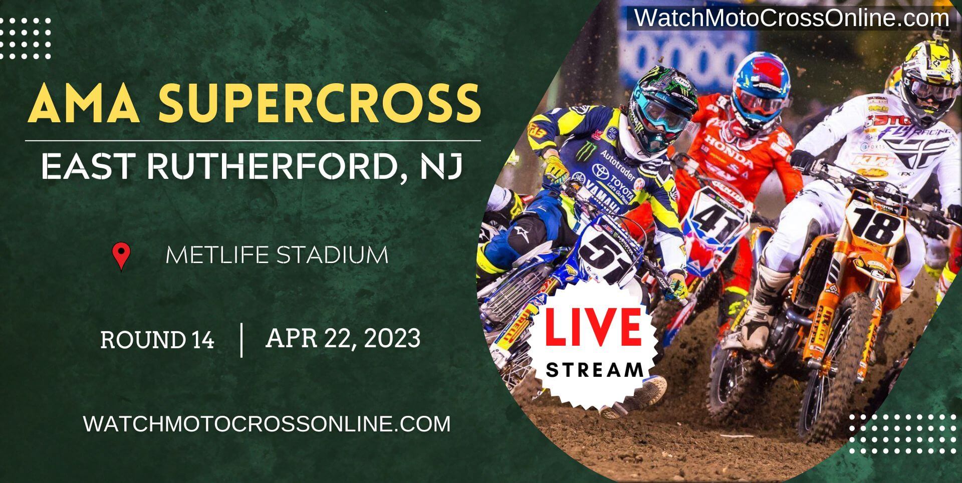 AMA Supercross East Rutherford Live Stream 2023 | Round 14